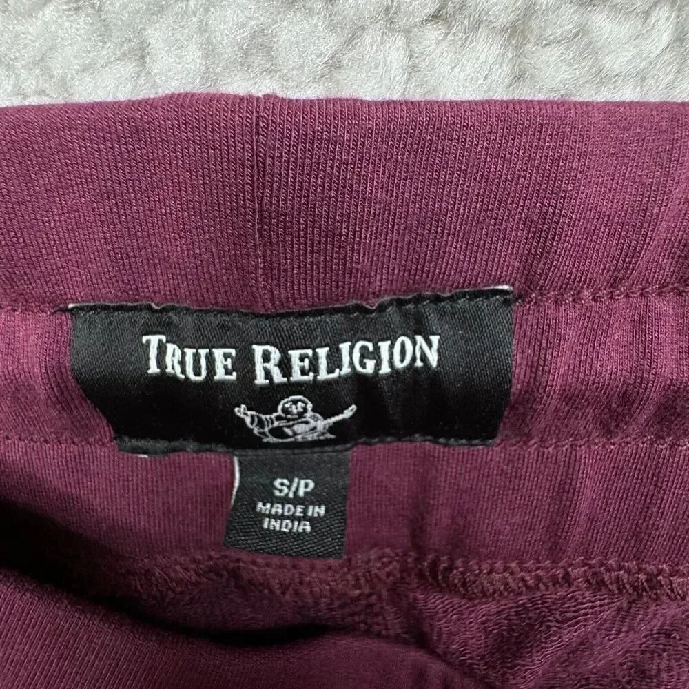 True Religion Contrast Stripe Lounge Pants Purple Maroon